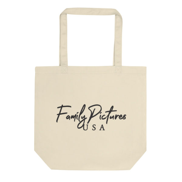 Family Pictures USA logo on a tote bag