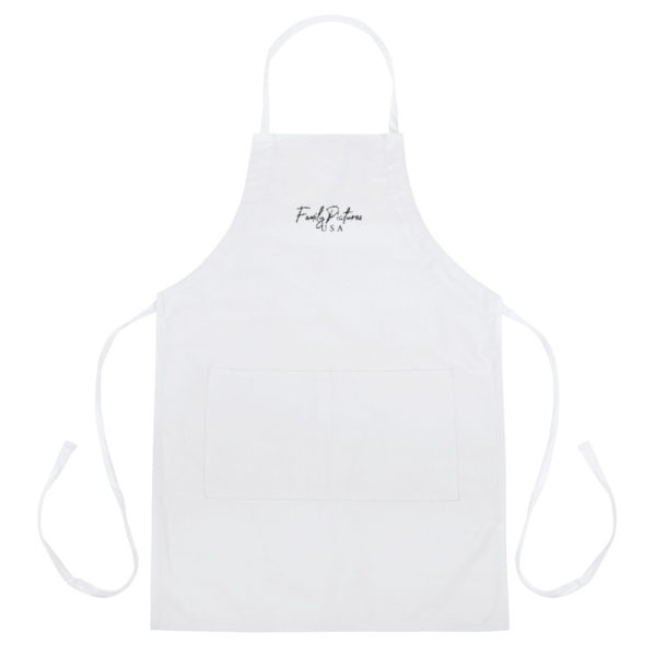 Family Pictures USA logo on a apron
